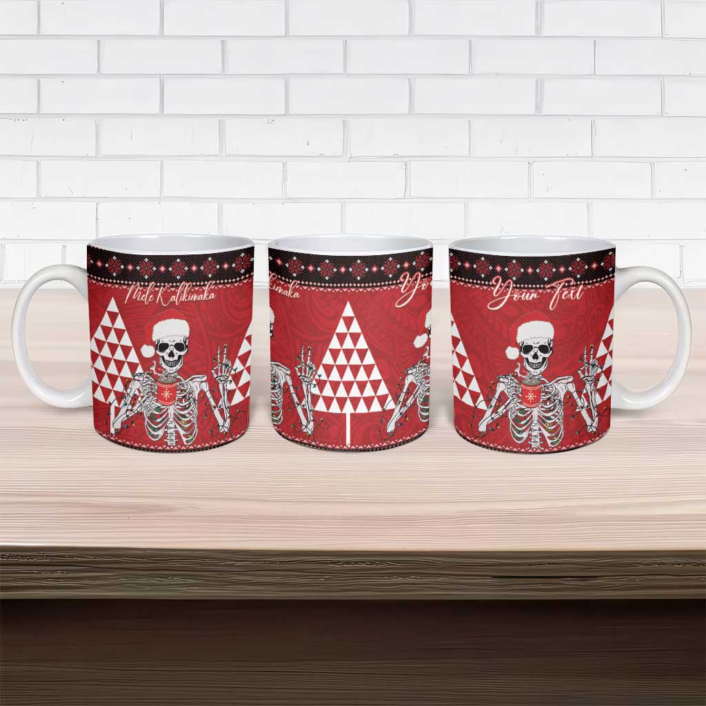 Personalized Hawaii Skull Christmas Ceramic Mug Mele Kalikimaka Hawaiian Kakau - Polynesian Pride