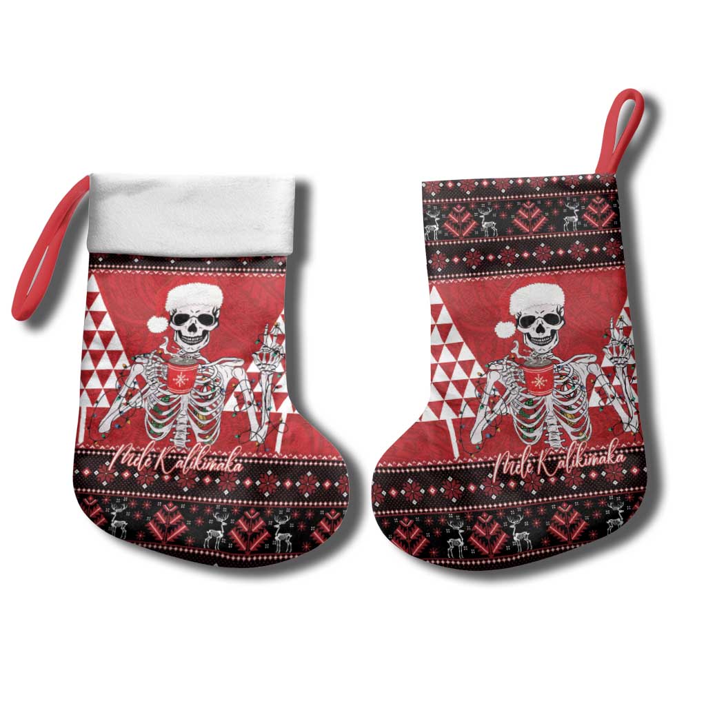 Personalized Hawaii Skull Christmas Stocking Mele Kalikimaka Hawaiian Kakau - Polynesian Pride