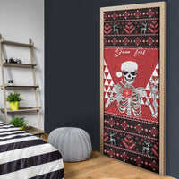 Personalized Hawaii Skull Christmas Door Cover Mele Kalikimaka Hawaiian Kakau - Polynesian Pride