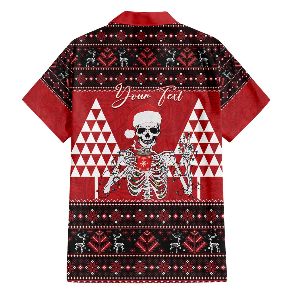 Personalized Hawaii Skull Christmas Family Matching Long Sleeve Bodycon Dress and Hawaiian Shirt Mele Kalikimaka Hawaiian Kakau - Polynesian Pride