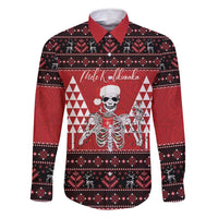 Personalized Hawaii Skull Christmas Family Matching Long Sleeve Bodycon Dress and Hawaiian Shirt Mele Kalikimaka Hawaiian Kakau - Polynesian Pride