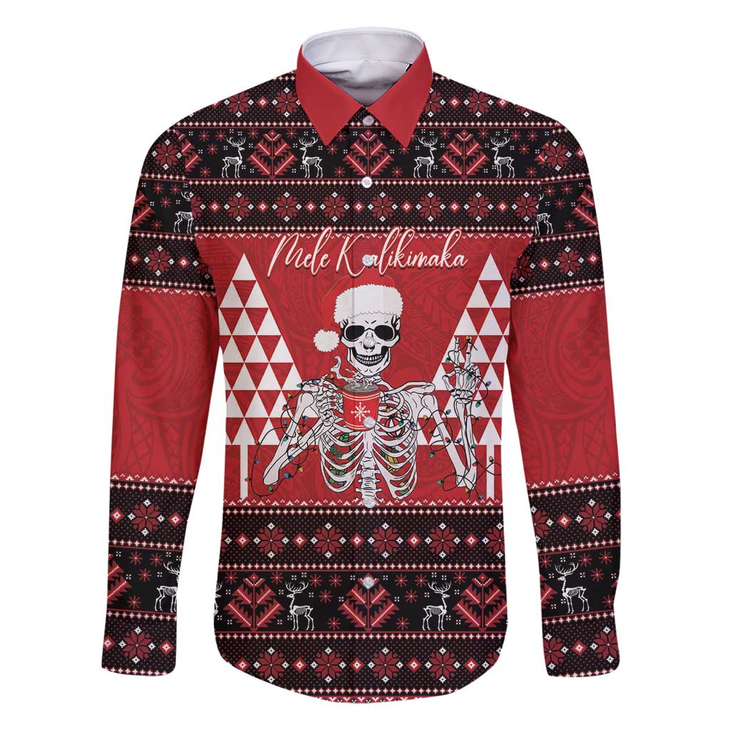 Personalized Hawaii Skull Christmas Family Matching Off Shoulder Maxi Dress and Hawaiian Shirt Mele Kalikimaka Hawaiian Kakau - Polynesian Pride