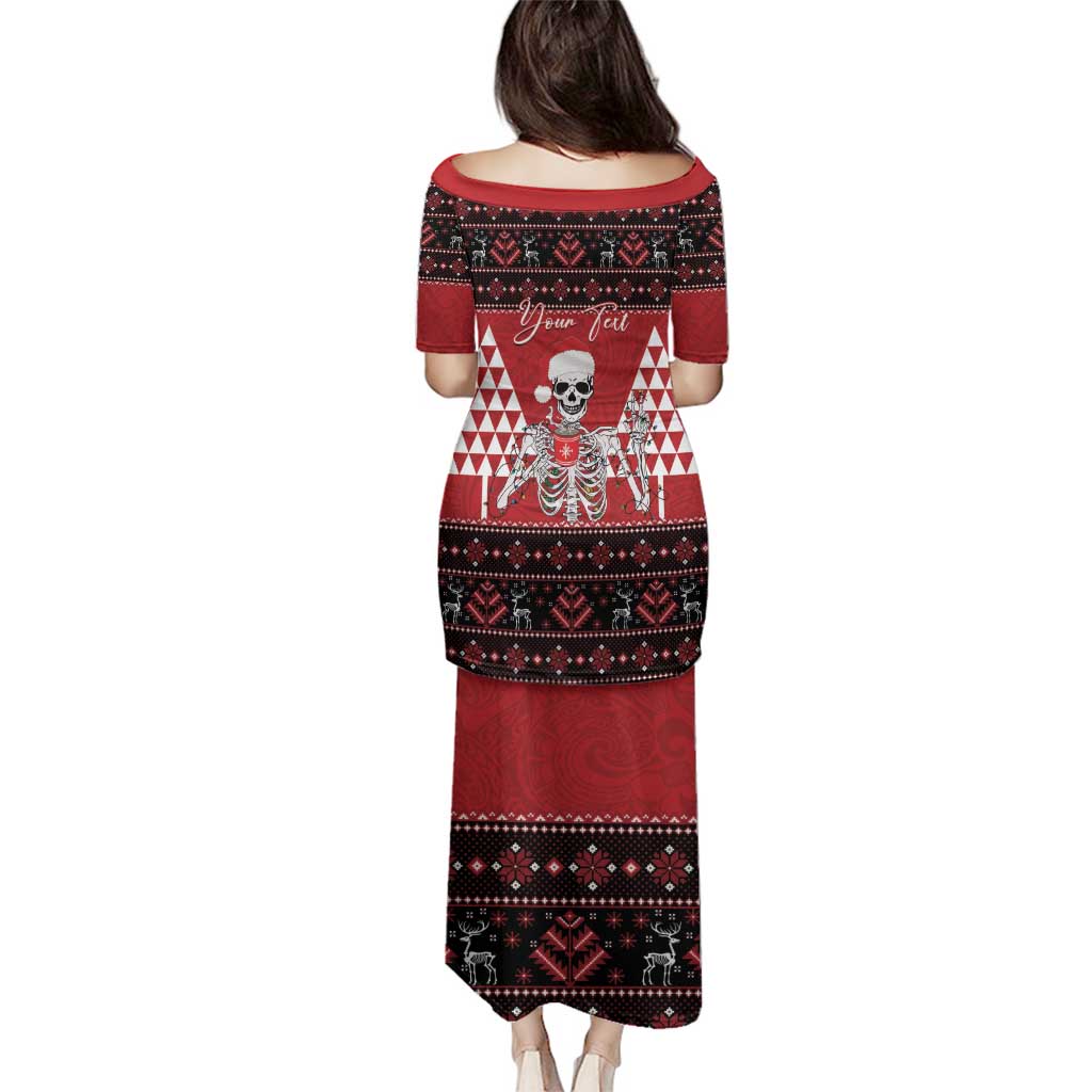 Personalized Hawaii Skull Christmas Family Matching Puletasi and Hawaiian Shirt Mele Kalikimaka Hawaiian Kakau - Polynesian Pride