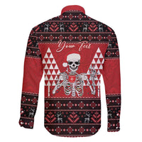 Personalized Hawaii Skull Christmas Family Matching Short Sleeve Bodycon Dress and Hawaiian Shirt Mele Kalikimaka Hawaiian Kakau - Polynesian Pride