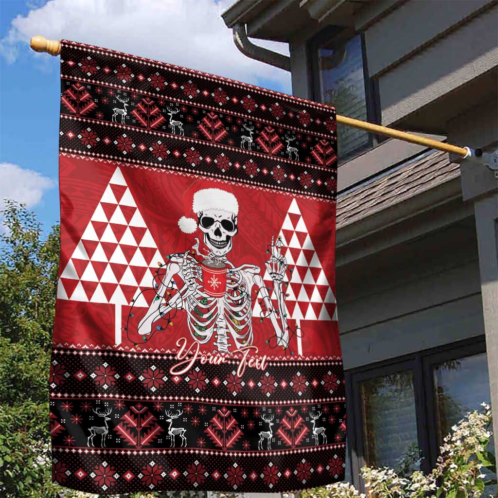 Personalized Hawaii Skull Christmas Garden Flag Mele Kalikimaka Hawaiian Kakau - Polynesian Pride