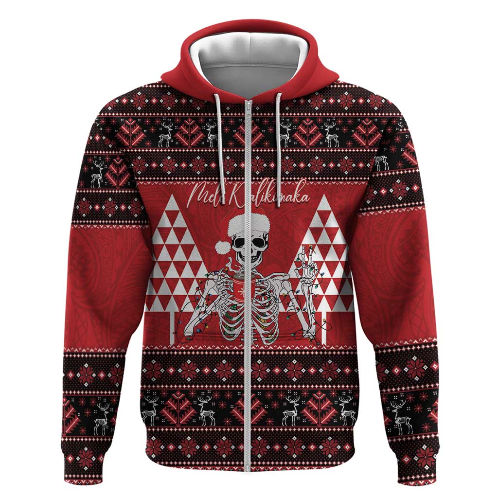 Personalized Hawaii Skull Christmas Hoodie Mele Kalikimaka Hawaiian Kakau - Polynesian Pride