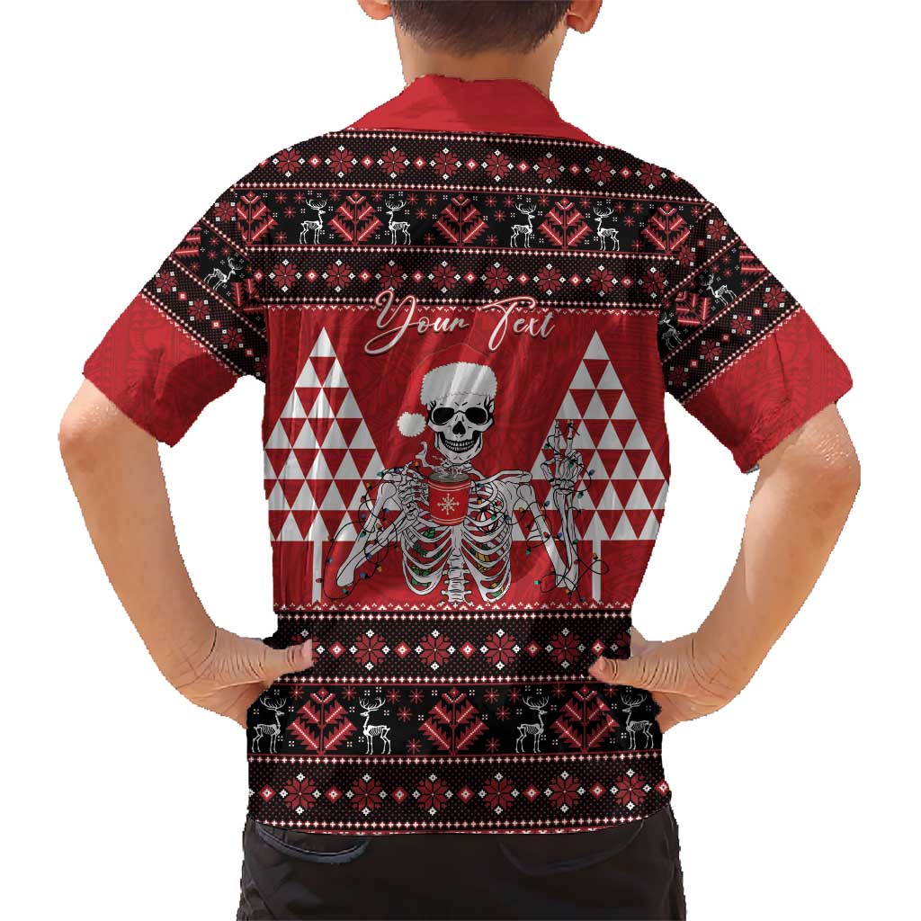 Personalized Hawaii Skull Christmas Kid Hawaiian Shirt Mele Kalikimaka Hawaiian Kakau - Polynesian Pride