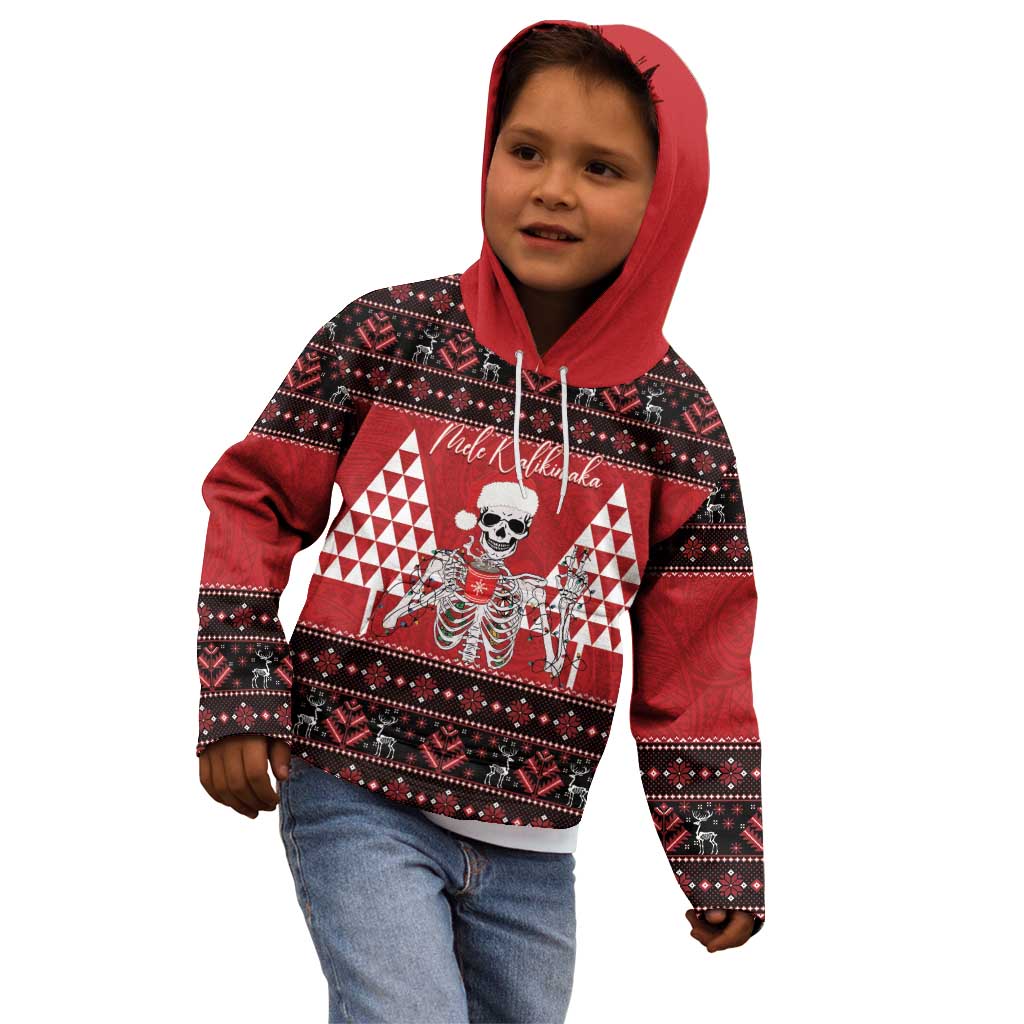 Personalized Hawaii Skull Christmas Kid Hoodie Mele Kalikimaka Hawaiian Kakau - Polynesian Pride