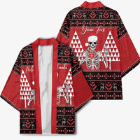 Personalized Hawaii Skull Christmas Kimono Mele Kalikimaka Hawaiian Kakau LT14 - Polynesian Pride
