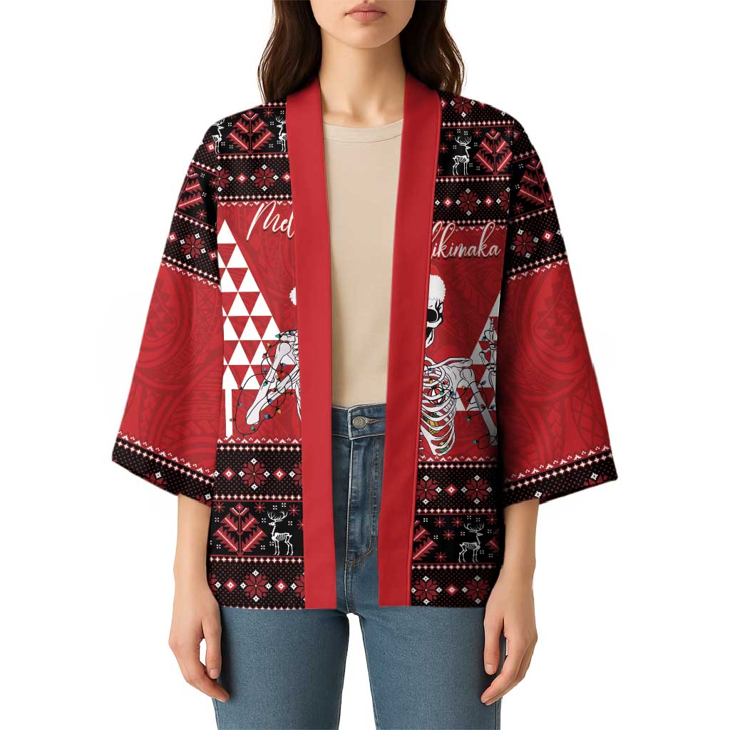 Personalized Hawaii Skull Christmas Kimono Mele Kalikimaka Hawaiian Kakau LT14 - Polynesian Pride
