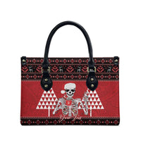 Personalized Hawaii Skull Christmas Leather Bag Mele Kalikimaka Hawaiian Kakau - Polynesian Pride