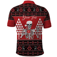 Personalized Hawaii Skull Christmas Polo Shirt Mele Kalikimaka Hawaiian Kakau - Polynesian Pride