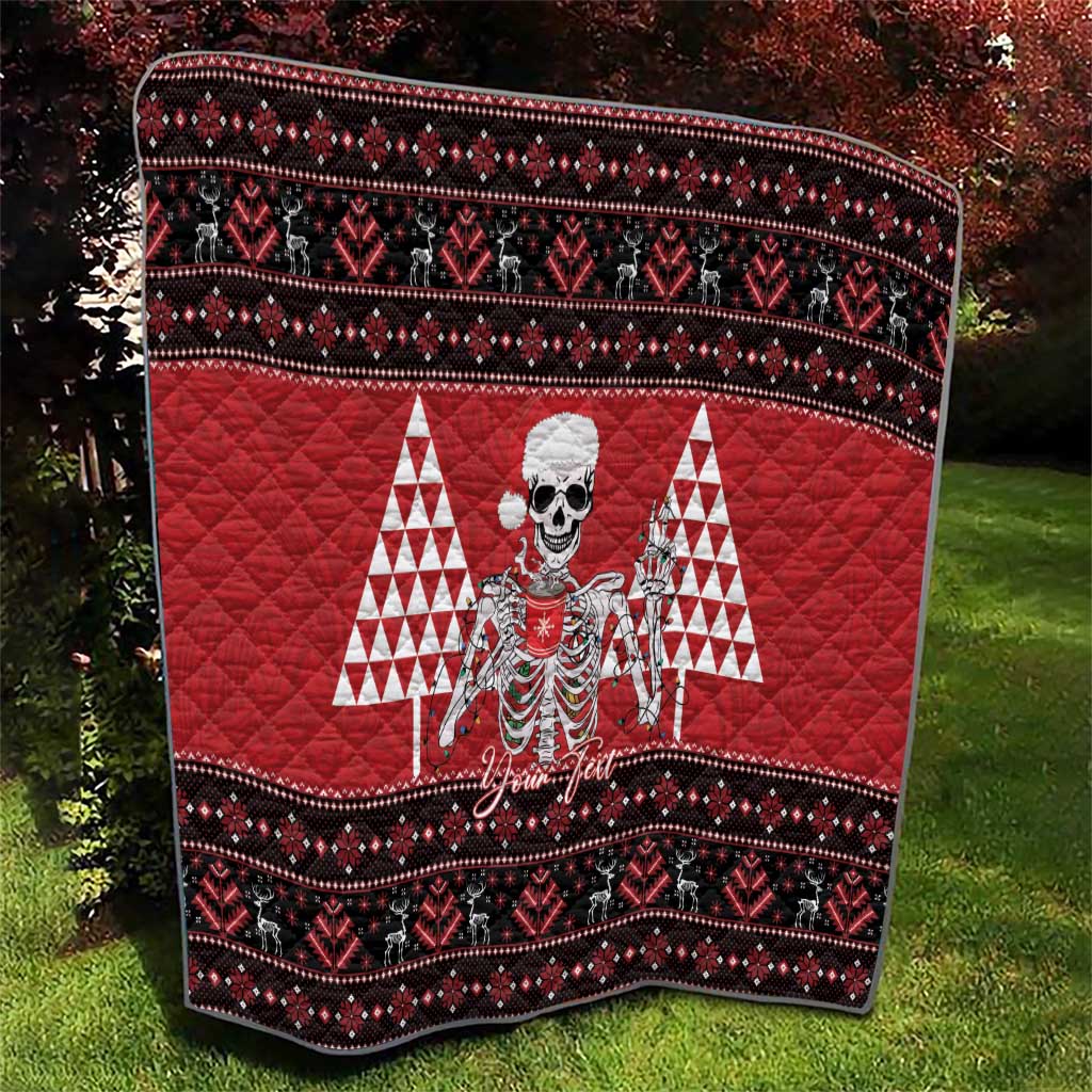 Personalized Hawaii Skull Christmas Quilt Mele Kalikimaka Hawaiian Kakau - Polynesian Pride
