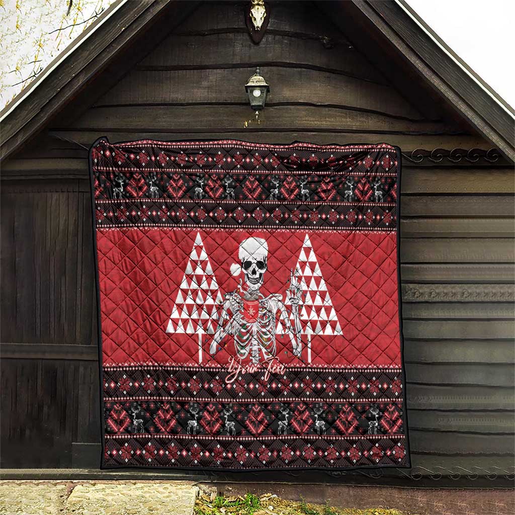 Personalized Hawaii Skull Christmas Quilt Mele Kalikimaka Hawaiian Kakau - Polynesian Pride
