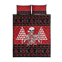 Personalized Hawaii Skull Christmas Quilt Bed Set Mele Kalikimaka Hawaiian Kakau - Polynesian Pride