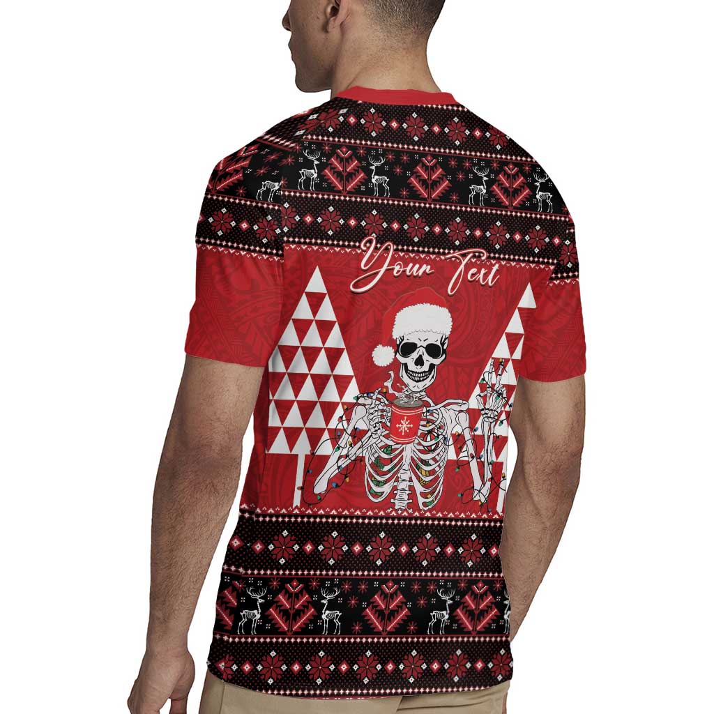 Personalized Hawaii Skull Christmas Rugby Jersey Mele Kalikimaka Hawaiian Kakau - Polynesian Pride