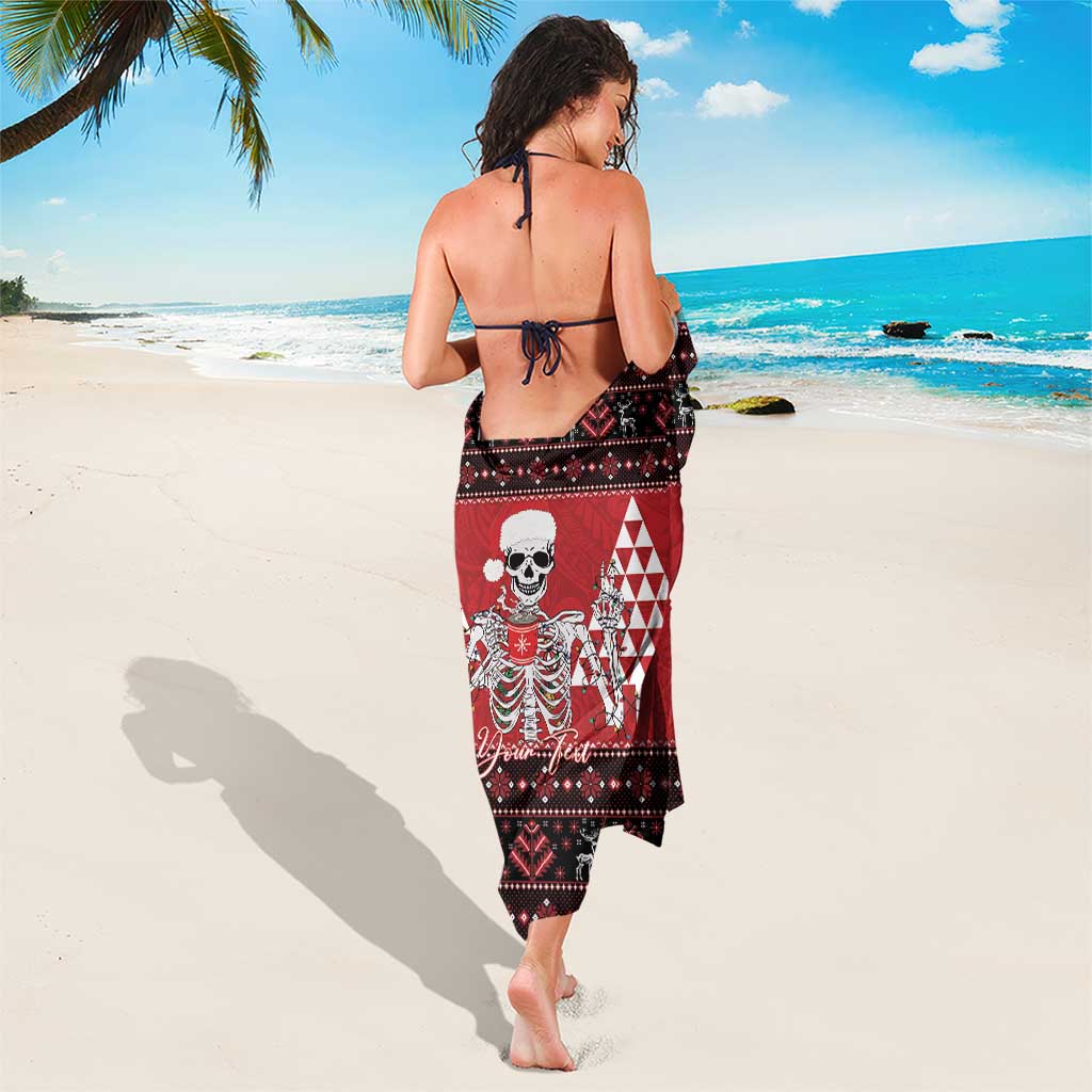 Personalized Hawaii Skull Christmas Sarong Mele Kalikimaka Hawaiian Kakau - Polynesian Pride