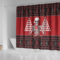 Personalized Hawaii Skull Christmas Shower Curtain Mele Kalikimaka Hawaiian Kakau - Polynesian Pride