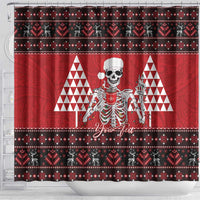 Personalized Hawaii Skull Christmas Shower Curtain Mele Kalikimaka Hawaiian Kakau - Polynesian Pride