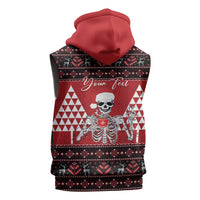 Personalized Hawaii Skull Christmas Sleeveless Hoodie Mele Kalikimaka Hawaiian Kakau - Polynesian Pride