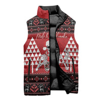 Personalized Hawaii Skull Christmas Sleeveless Puffer Jacket Mele Kalikimaka Hawaiian Kakau - Polynesian Pride