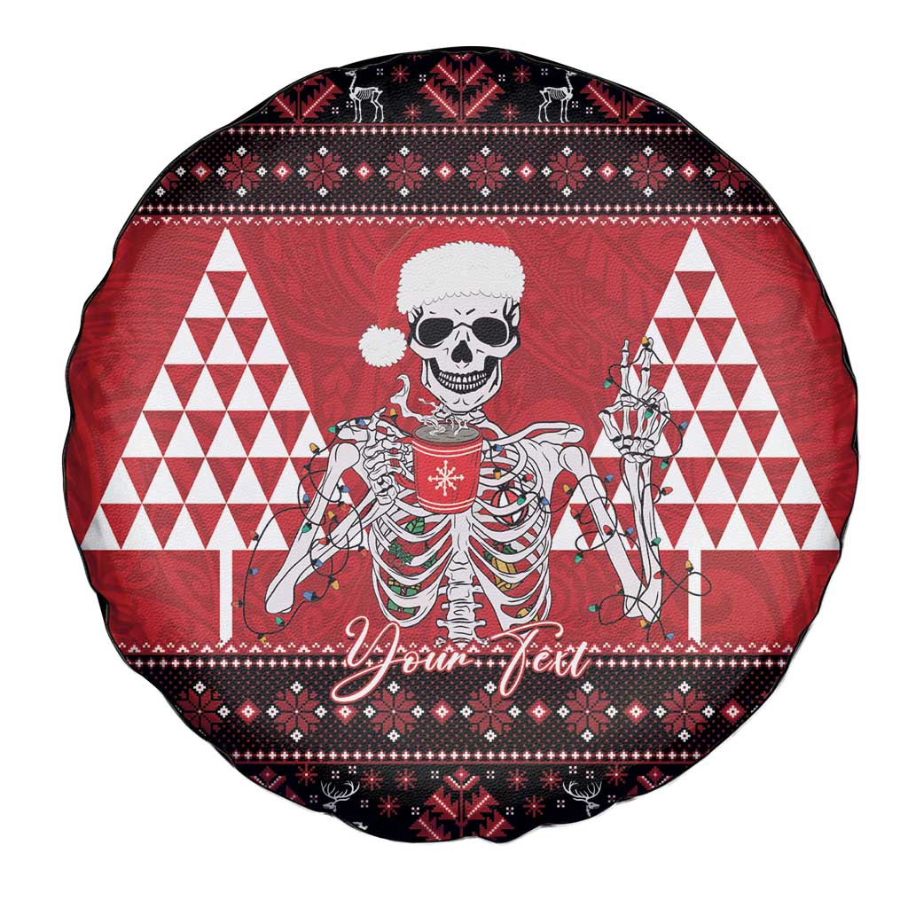 Personalized Hawaii Skull Christmas Spare Tire Cover Mele Kalikimaka Hawaiian Kakau - Polynesian Pride