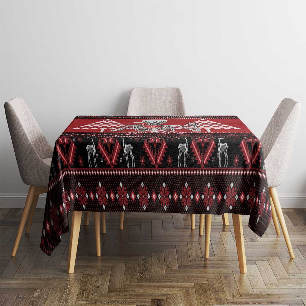 Personalized Hawaii Skull Christmas Tablecloth Mele Kalikimaka Hawaiian Kakau - Polynesian Pride