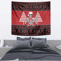 Personalized Hawaii Skull Christmas Tapestry Mele Kalikimaka Hawaiian Kakau - Polynesian Pride