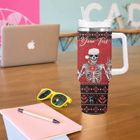 Personalized Hawaii Skull Christmas Tumbler With Handle Mele Kalikimaka Hawaiian Kakau - Polynesian Pride