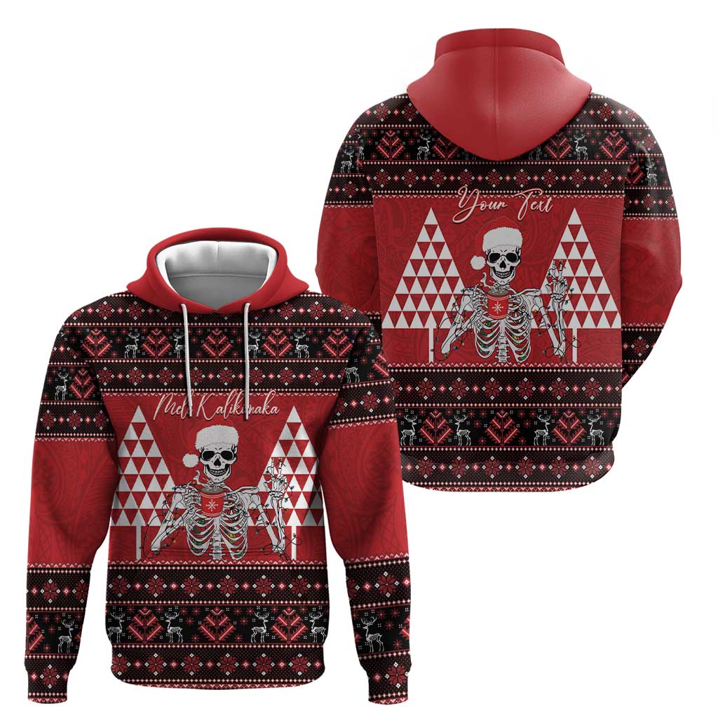 Personalized Hawaii Skull Christmas Zip Hoodie Mele Kalikimaka Hawaiian Kakau - Polynesian Pride