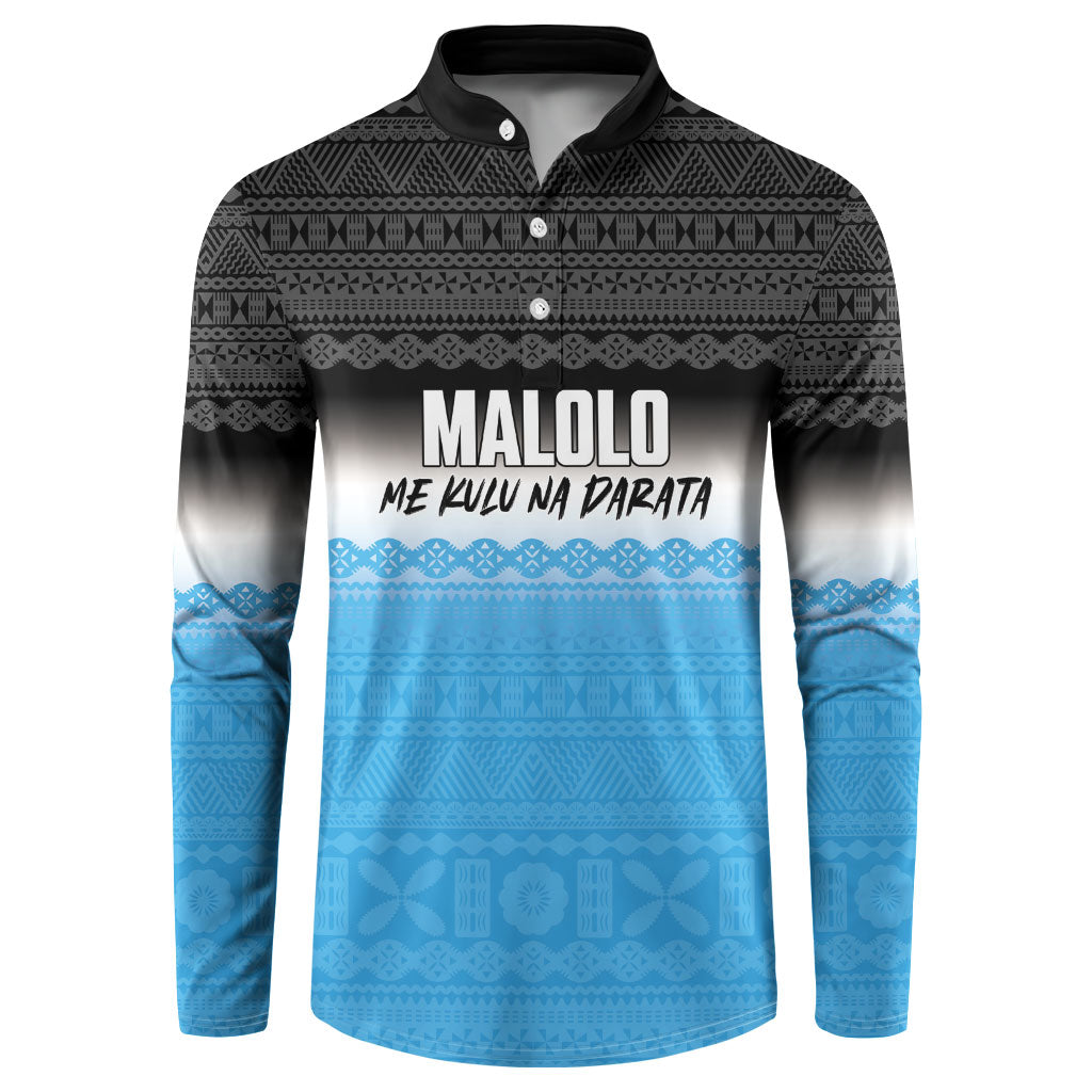 Malolo Fiji 2026 Rugby Personalised Button Sweatshirt Me Kulu Na Darata Fijian Tapa Pattern