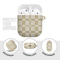 Beige Ngatu Pattern Malo e Lelei Tonga AirPods Case LT14 - Polynesian Pride