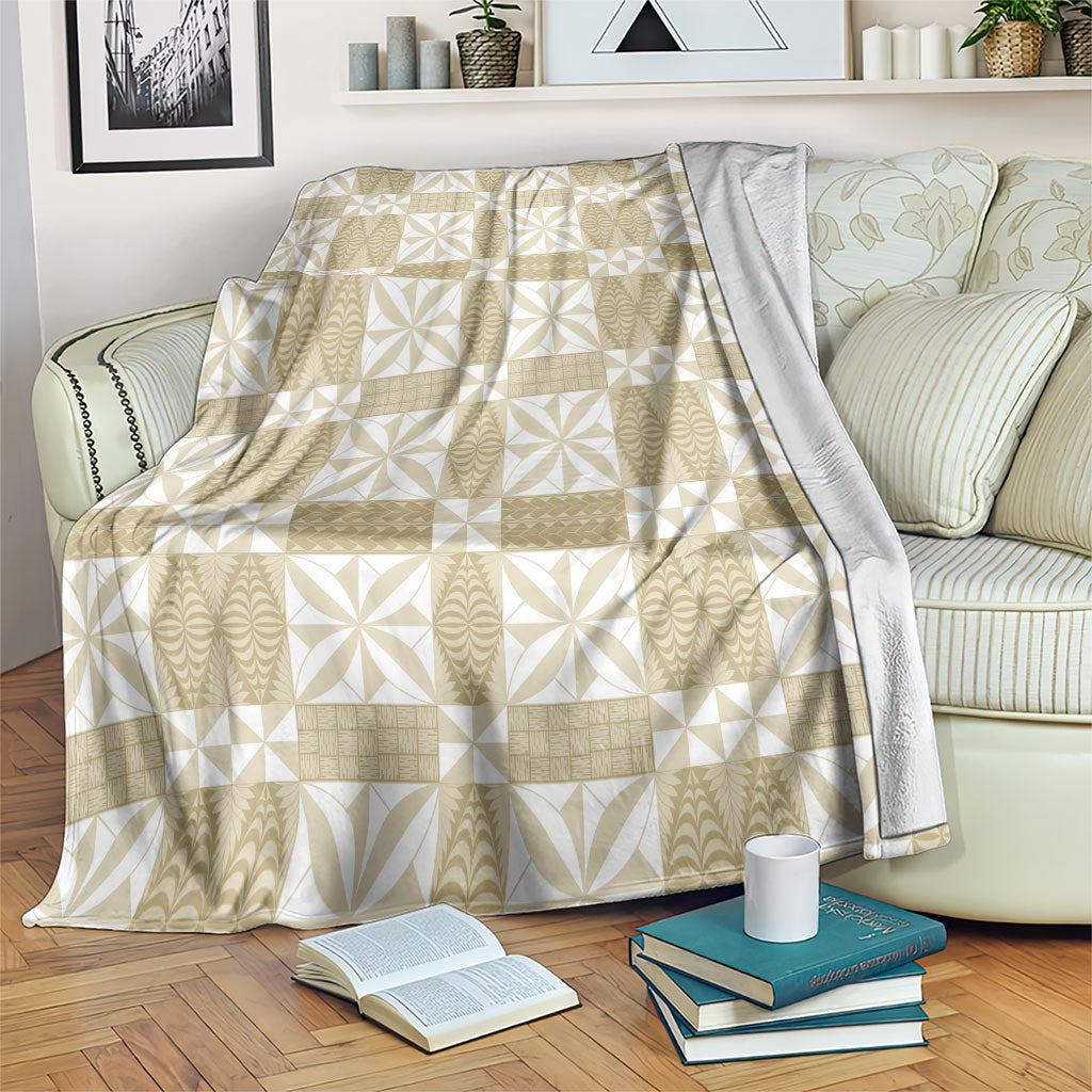 Beige Ngatu Pattern Malo e Lelei Tonga Blanket LT14 Beige - Polynesian Pride