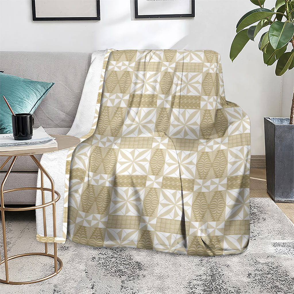 Beige Ngatu Pattern Malo e Lelei Tonga Blanket LT14 - Polynesian Pride