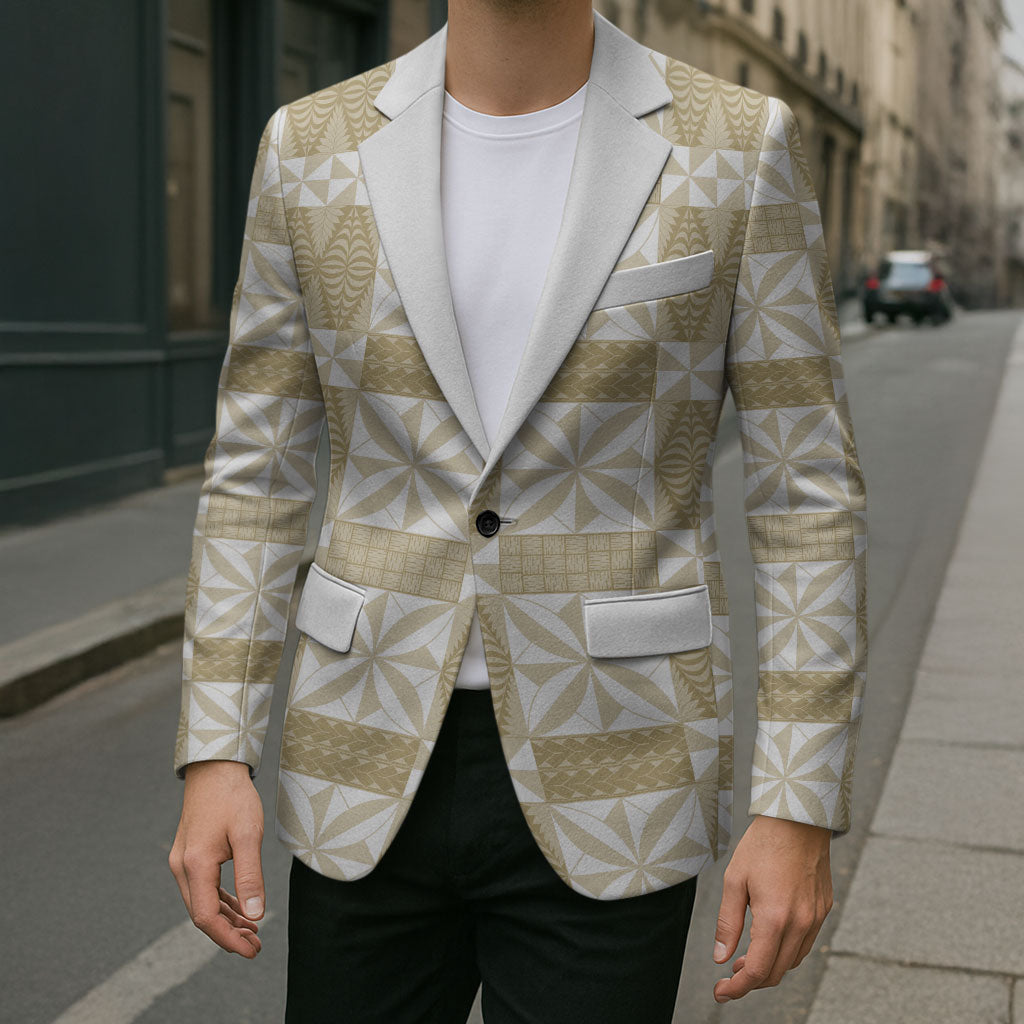 Beige Ngatu Pattern Malo e Lelei Tonga Blazer LT14 - Polynesian Pride