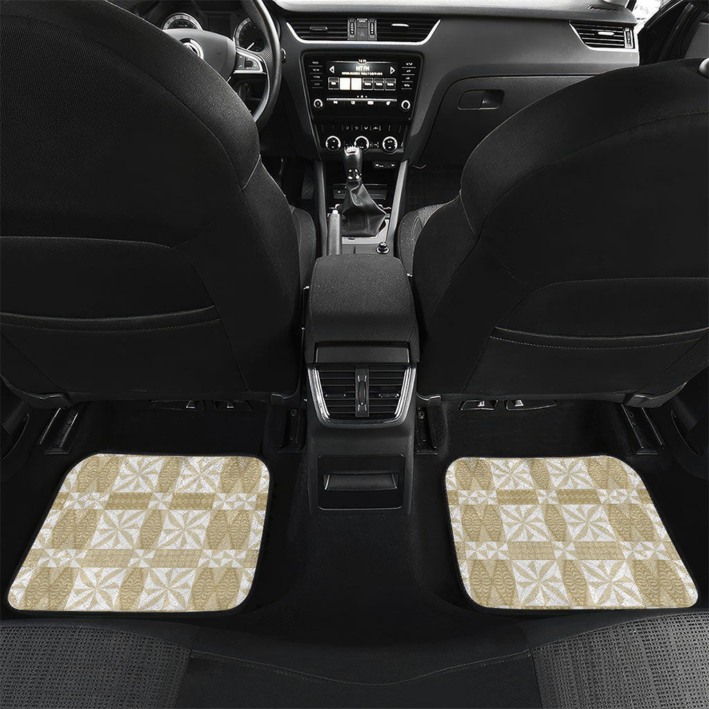 Beige Ngatu Pattern Malo e Lelei Tonga Car Mats LT14 Set 2pcs - Back Beige - Polynesian Pride