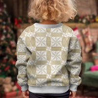 Beige Ngatu Pattern Malo e Lelei Tonga Kid Ugly Christmas Sweater LT14 - Polynesian Pride