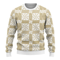 Beige Ngatu Pattern Malo e Lelei Tonga Ugly Christmas Sweater LT14 - Polynesian Pride