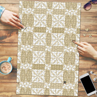 Beige Ngatu Pattern Malo e Lelei Tonga Puzzle LT14 Beige - Polynesian Pride