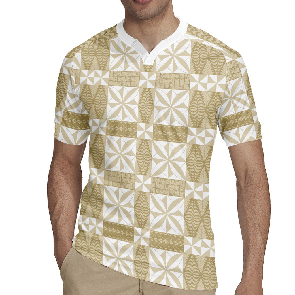 Beige Ngatu Pattern Malo e Lelei Tonga Rugby Jersey LT14 - Polynesian Pride