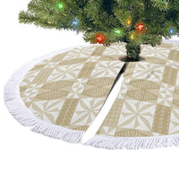 Beige Ngatu Pattern Malo e Lelei Tonga Tree Skirt LT14 - Polynesian Pride