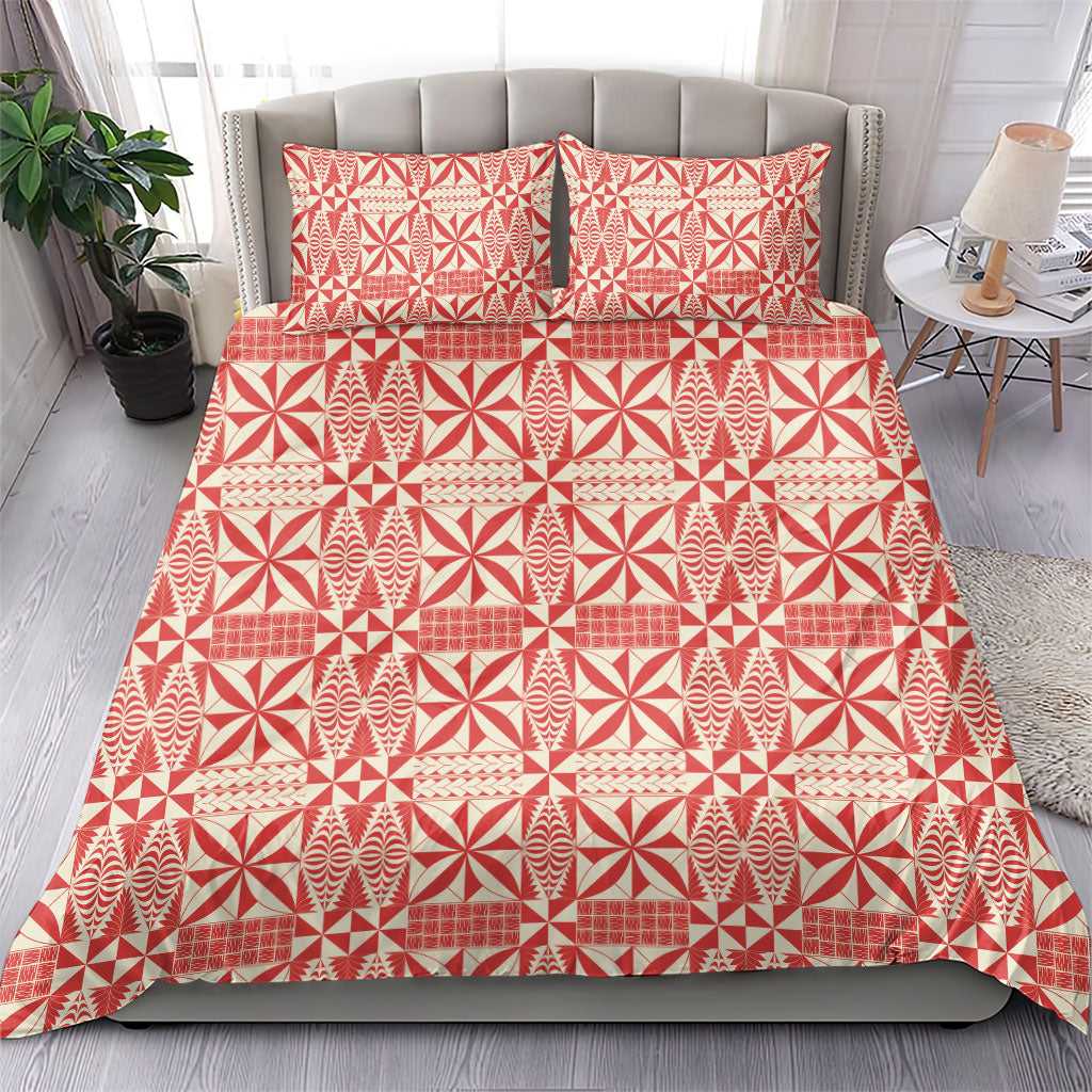 Red Ngatu Pattern Malo e Lelei Tonga Bedding Set LT14 - Polynesian Pride