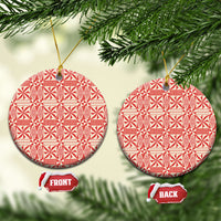 Red Ngatu Pattern Malo e Lelei Tonga Ceramic Ornament LT14 Circle Red - Polynesian Pride