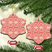 Red Ngatu Pattern Malo e Lelei Tonga Ceramic Ornament LT14 Snow Flake Red - Polynesian Pride