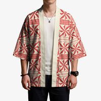 Red Ngatu Pattern Malo e Lelei Tonga Kimono LT14 - Polynesian Pride
