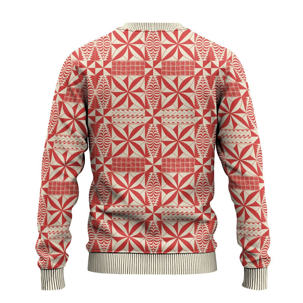 Red Ngatu Pattern Malo e Lelei Tonga Ugly Christmas Sweater LT14 - Polynesian Pride