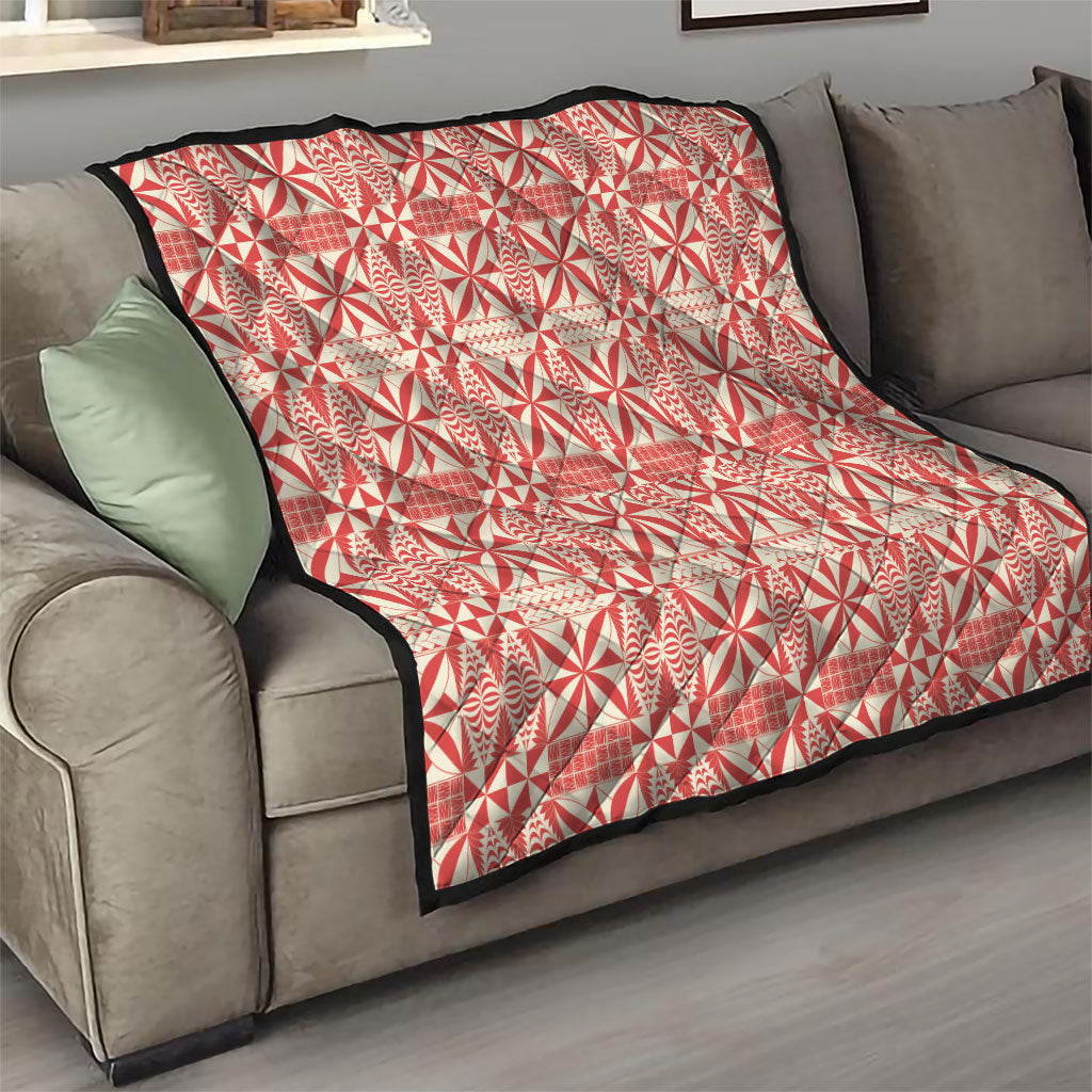 Red Ngatu Pattern Malo e Lelei Tonga Quilt LT14 - Polynesian Pride