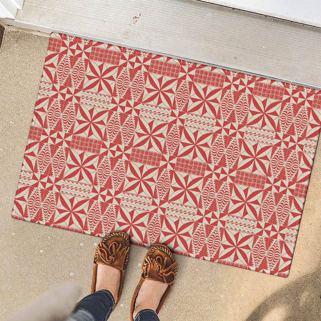 Red Ngatu Pattern Malo e Lelei Tonga Rubber Doormat LT14 - Polynesian Pride