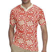 Red Ngatu Pattern Malo e Lelei Tonga Rugby Jersey LT14 - Polynesian Pride