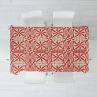 Red Ngatu Pattern Malo e Lelei Tonga Tablecloth LT14 Red - Polynesian Pride
